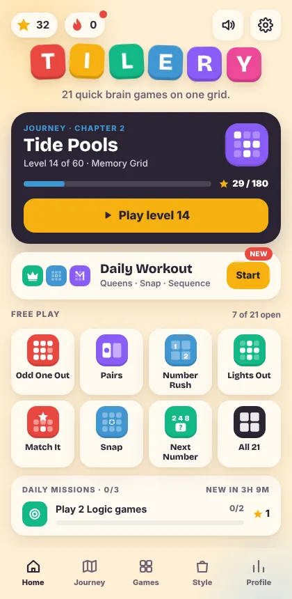 Tilery home screen