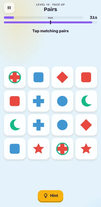 Pairs, face-up twist